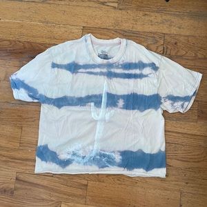 Light pink and blue tie die with cactus graphic t shirt